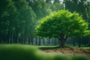 un árbol en el medio de un bosque. generado por ai foto