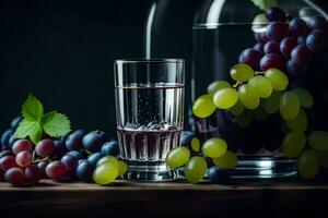 photo wallpaper glass, water, grapes, the glass, the water, the glass, the water. AI-Generated