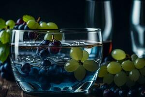 grapes and water in a glass with grapes. AI-Generated photo
