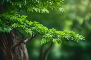 a tree with green leaves in the background. AI-Generated photo