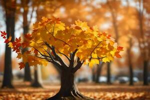 a tree with leaves in the autumn. AI-Generated photo