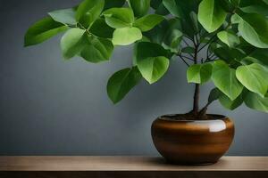 un en conserva planta en un mesa. generado por ai foto