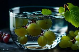 grapes in a glass of water. AI-Generated photo