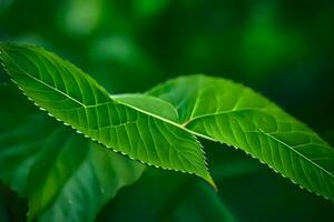 un cerca arriba de un hoja con verde hojas. generado por ai foto