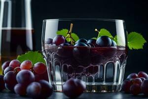 grapes and a glass of wine. AI-Generated photo