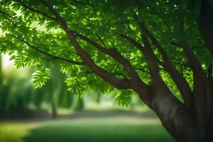 a tree with green leaves in the background. AI-Generated photo