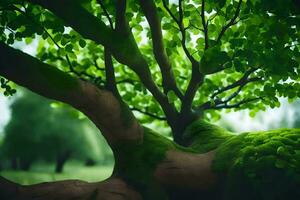 a tree with green leaves and branches. AI-Generated photo