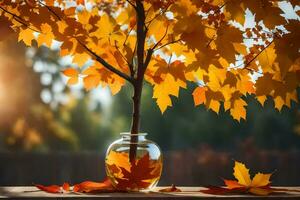 autumn leaves in a vase. AI-Generated photo