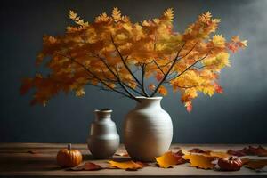 autumn leaves in a vase. AI-Generated photo