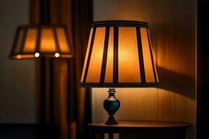 a lamp on a table in a room. AI-Generated photo