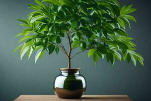 a potted plant in a vase on a table. AI-Generated photo