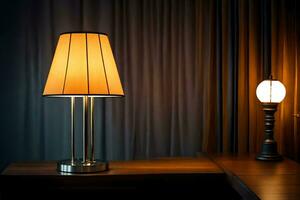 a lamp on a table next to a lamp. AI-Generated photo