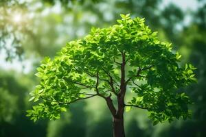 a tree is shown in front of a green background. AI-Generated photo