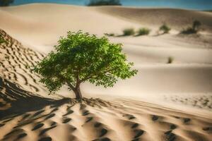 a lone tree in the desert. AI-Generated photo