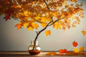 autumn leaves in a vase. AI-Generated photo