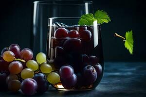 grapes and a glass of wine. AI-Generated photo