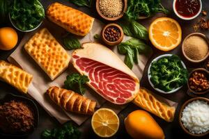various ingredients for a healthy diet. AI-Generated photo