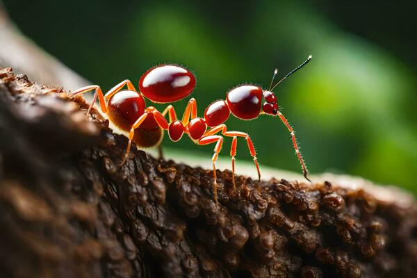 photo wallpaper the tree, bug, red, ant, insect, the tree, the tree,. AI-Generated