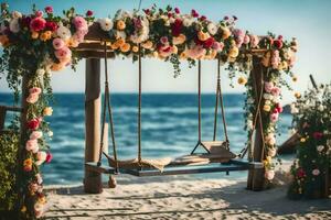 playa Boda decoración ideas generado por ai foto