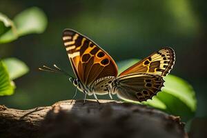 butterflies, the sun, green, the forest, nature, nature photography, nature,. AI-Generated photo