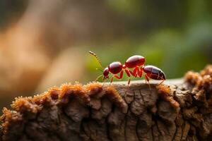 foto fondo de pantalla el bicho, rojo, hormiga, insecto, el bosque, el bosque, el bosque. generado por ai