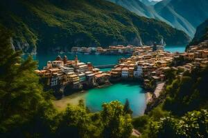 el hermosa pueblo de como en Italia. generado por ai foto