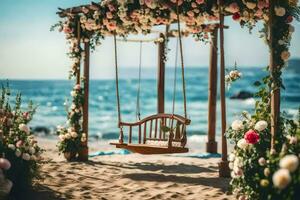 the swing on the beach. AI-Generated photo