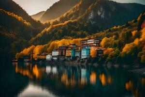 autumn in the mountains - autumn landscape stock photos and royalty-free images. AI-Generated