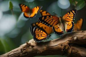mariposas en un rama. generado por ai foto