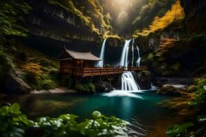 waterfall, waterfall, waterfall, waterfall, waterfall, waterfall, waterfall, waterfall, waterfall,. AI-Generated photo