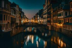 the city of lille at night. AI-Generated photo