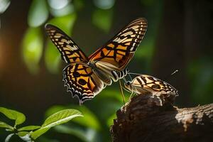 mariposas, el sol, verde, naturaleza, el bosque, el mariposa, hd. generado por ai foto