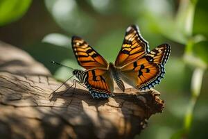 butterfly on a tree branch. AI-Generated photo