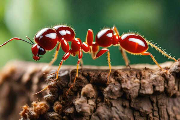 an ant is standing on a log. AI-Generated