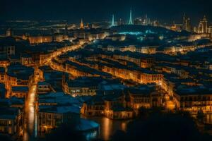 el ciudad de Milán a noche. generado por ai foto