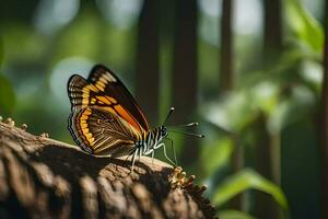 butterfly on a tree trunk, nature, nature photography, nature, nature photography, nature. AI-Generated photo