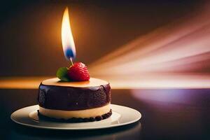 a small cake with a candle on top. AI-Generated photo