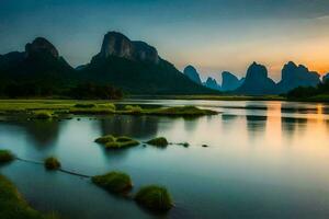 the li river in china. AI-Generated photo