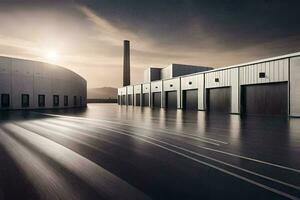 a long exposure photo of a factory building. AI-Generated