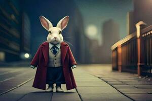 a rabbit dressed in a suit and tie. AI-Generated photo