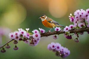 foto fondo de pantalla el cielo, pájaro, flores, primavera, el pájaro, el pájaro, el pájaro. generado por ai