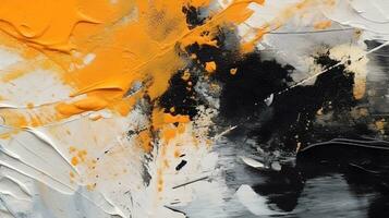 abstract paint splash background generative AI. black texture acrylic color white art design splatter ink. photo