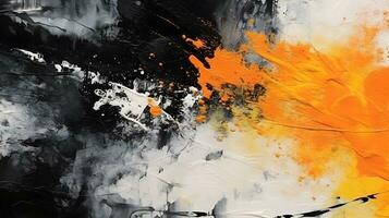 abstract paint splash background generative AI. black texture acrylic color white art design splatter ink. photo