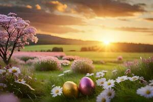 el Pascua de Resurrección huevo cazar es espalda esta año. generado por ai foto