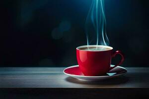 a cup of coffee with steam rising from it. AI-Generated photo