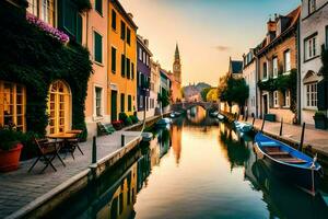the beautiful canals of bruges, belgium. AI-Generated photo