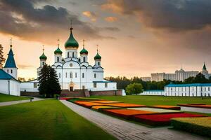 el catedral de el santo cruzar en kazán, Rusia. generado por ai foto