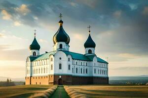 a large white church with two domes on top. AI-Generated photo