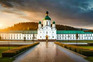 el Iglesia de el santo cruzar en el pueblo de krasnogorod. generado por ai foto