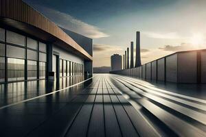 a long exposure photo of a factory building. AI-Generated
